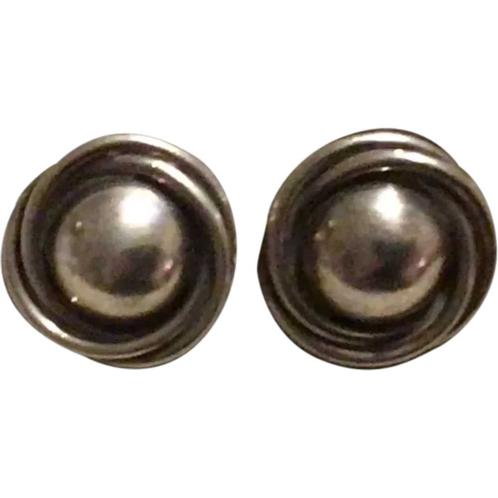 Sterling Silver Mexican Pierced Earrings - image 1