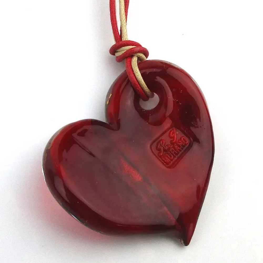 Signed MURANO Art Glass Heart Pendant Necklace - image 6