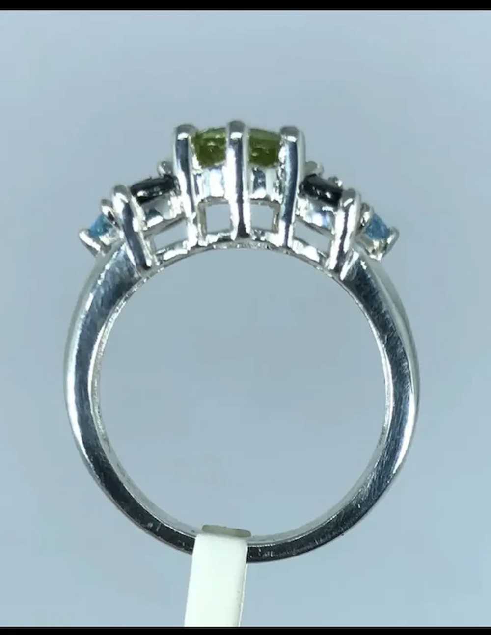 14k Peridot, Sapphire & Topaz Ring, Free Resize - image 6