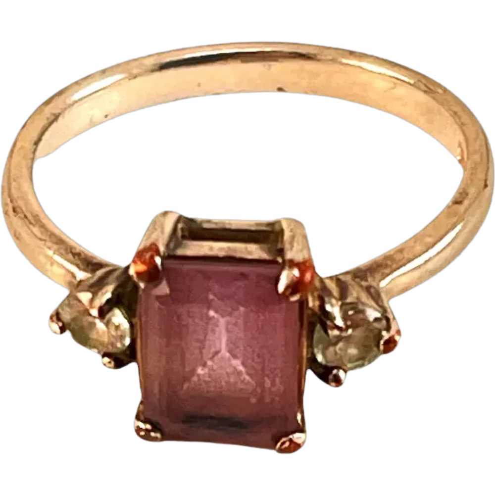 Sterling, Amethyst and Rhinestone Ring - image 1