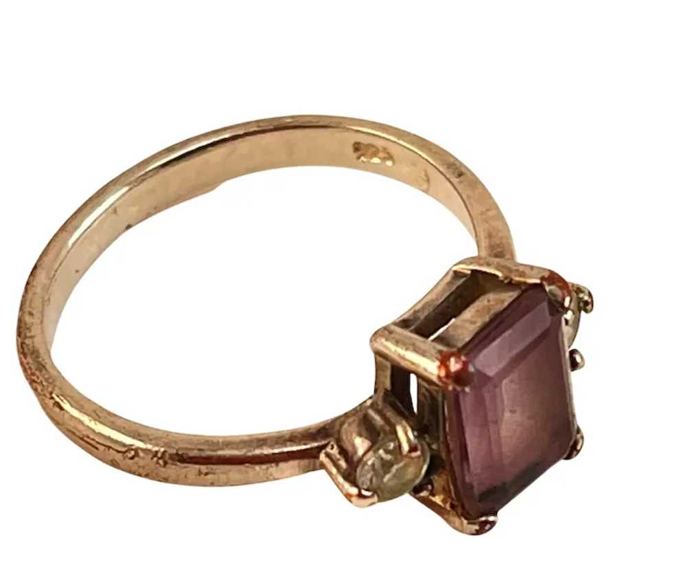 Sterling, Amethyst and Rhinestone Ring - image 2