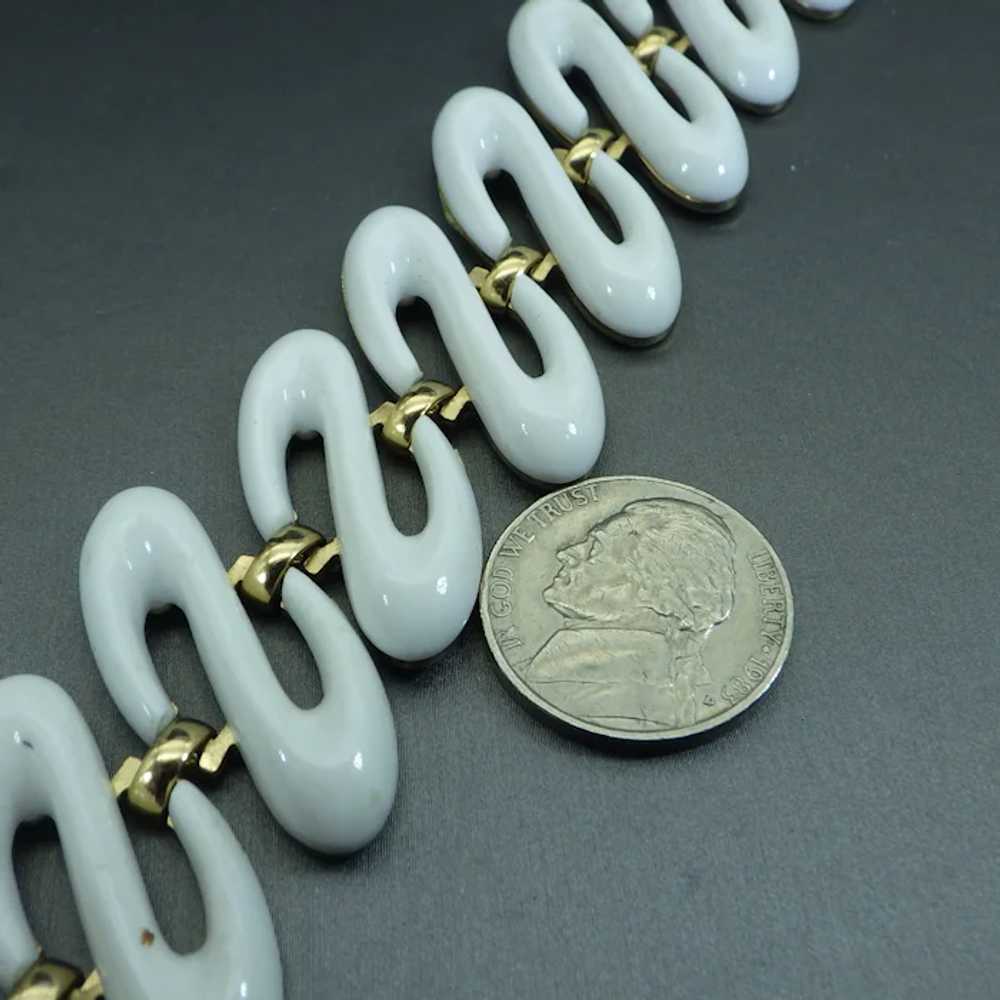 Signed Monet White Thermoplastic Bracelet, Safety… - image 4