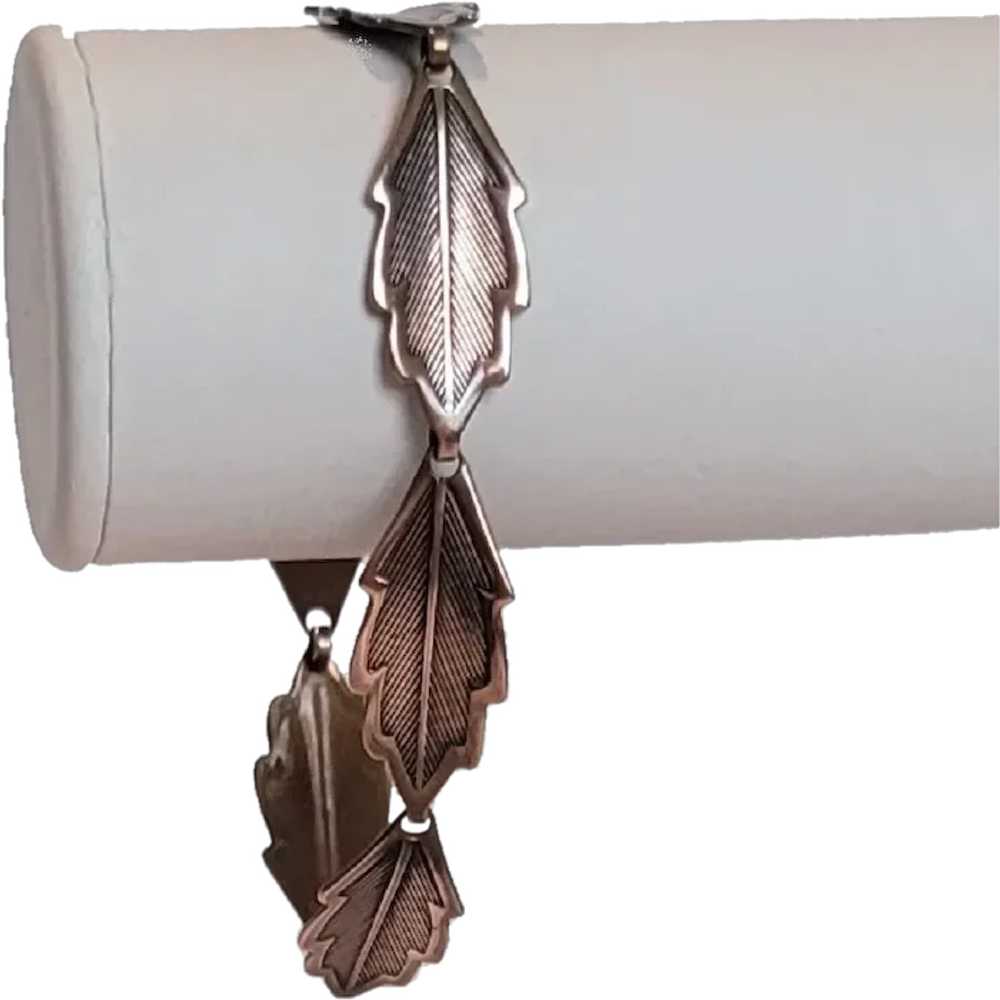 Solid Copper Leaf Link Bracelet - image 1