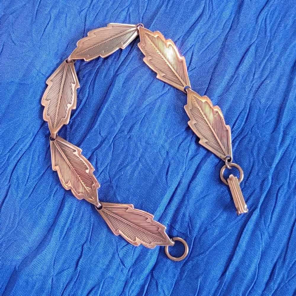 Solid Copper Leaf Link Bracelet - image 4