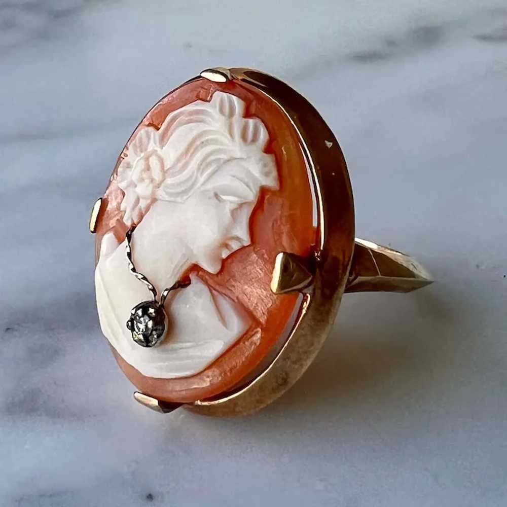 Vintage ESEMCO 14K Yellow Gold Shell Cameo Woman … - image 3