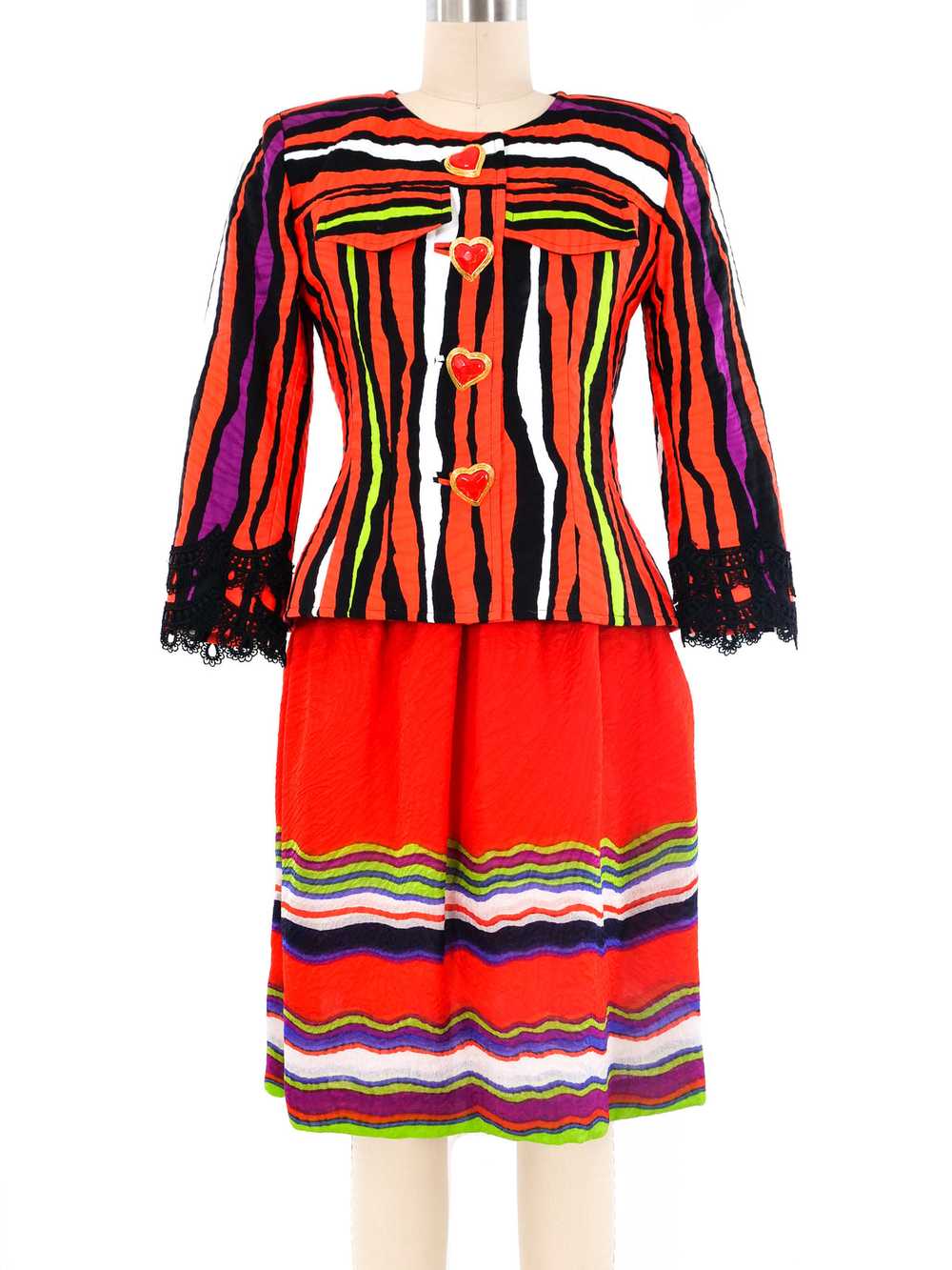 Christian Lacroix Abstract Striped Skirt Suit - image 1