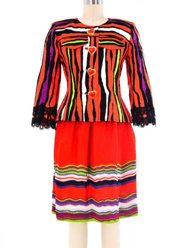 Christian Lacroix Abstract Striped Skirt Suit