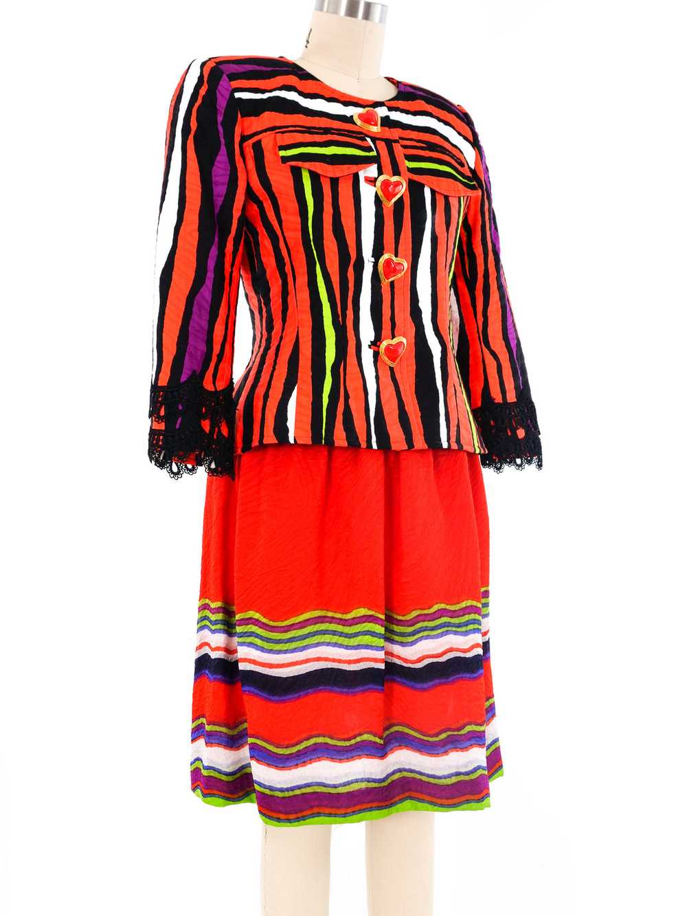 Christian Lacroix Abstract Striped Skirt Suit - image 3