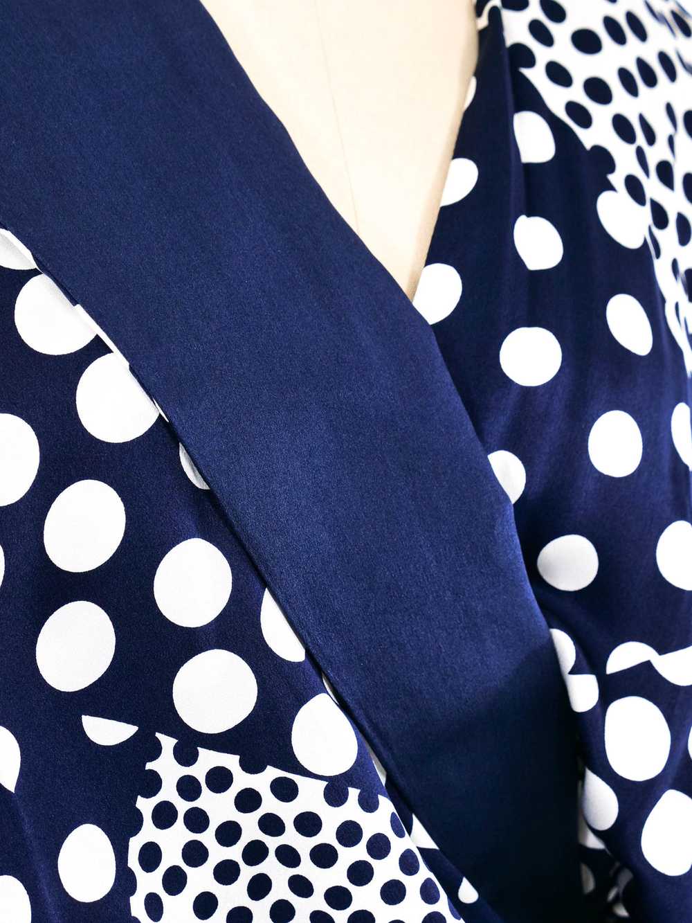Polka Dot Printed Silk Wrap Dress - image 4