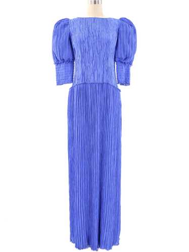 Mary McFadden Periwinkle Plisse Gown