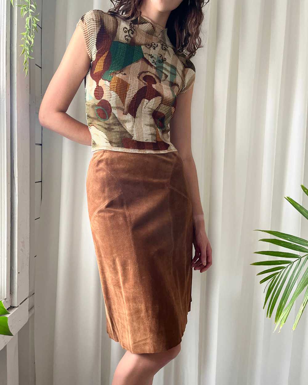 90s Alaia Brown Suede Skirt - image 2