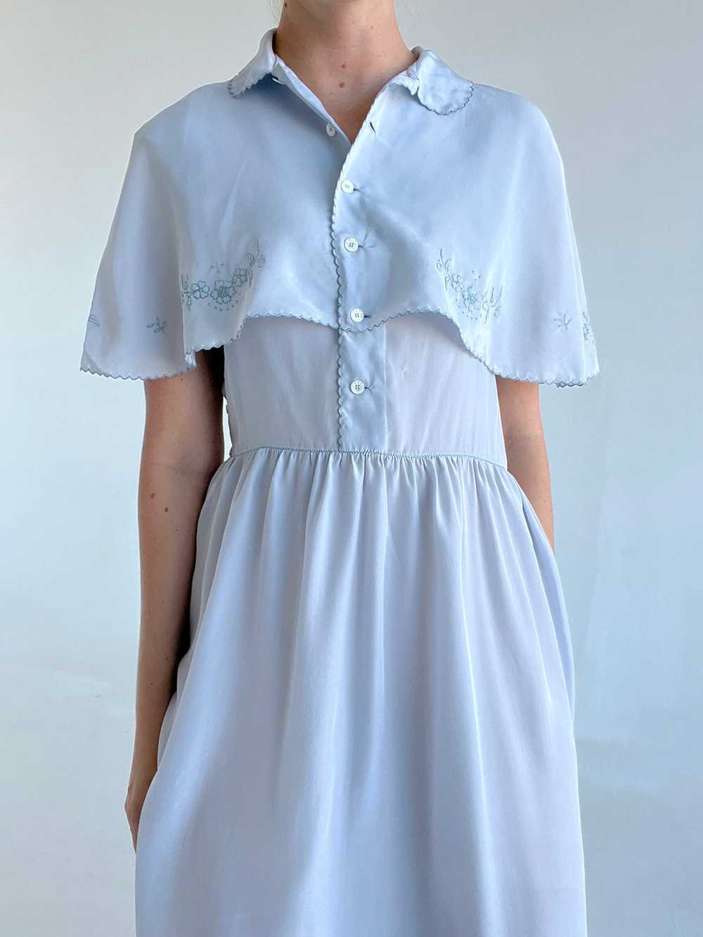 1940's Baby Blue Cape Silk Dress - image 4