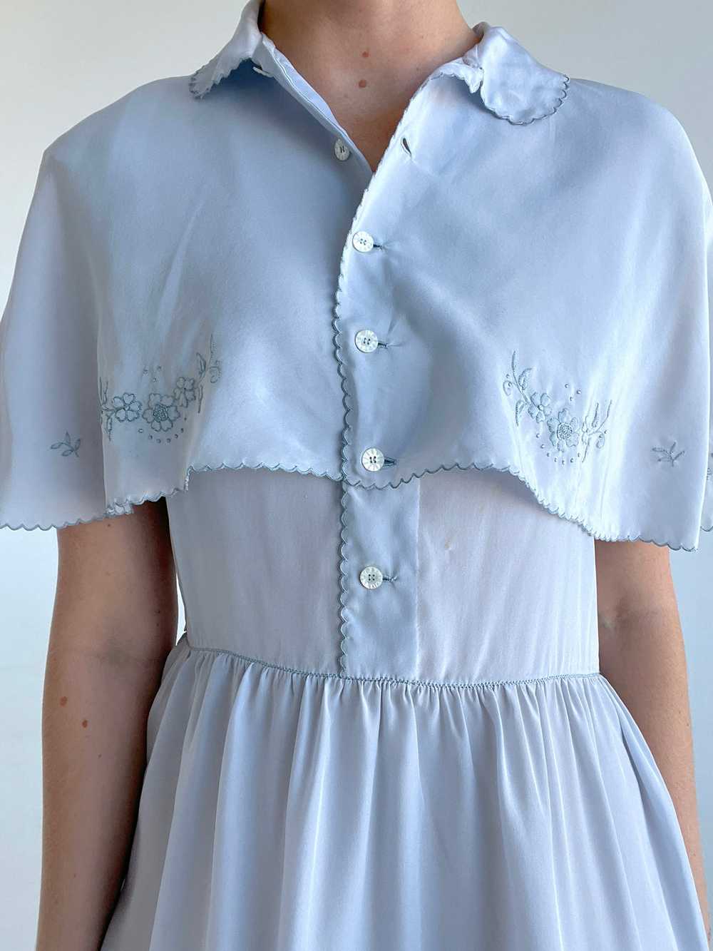 1940's Baby Blue Cape Silk Dress - image 5