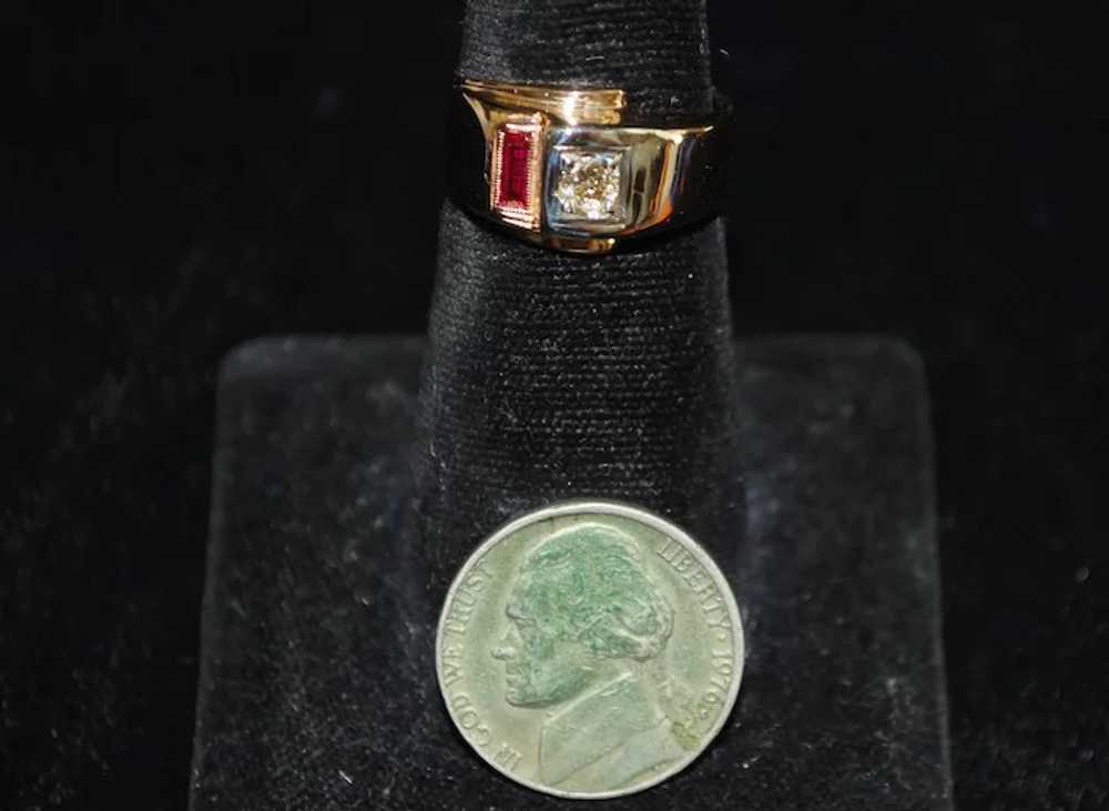 14K Retro Diamond and Ruby Ring - 1940's - image 6