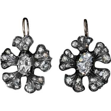 Antique Victorian Era Rose Cut Diamond Earrings