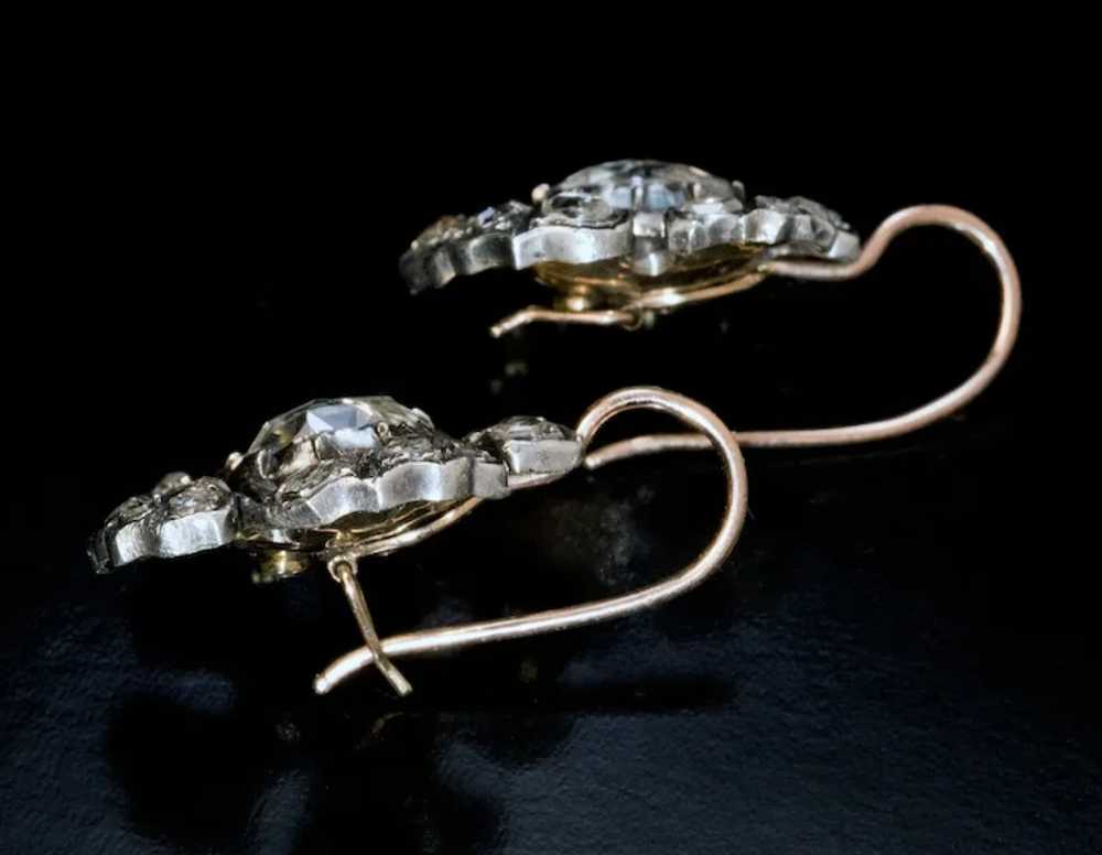 Antique Victorian Era Rose Cut Diamond Earrings - image 3