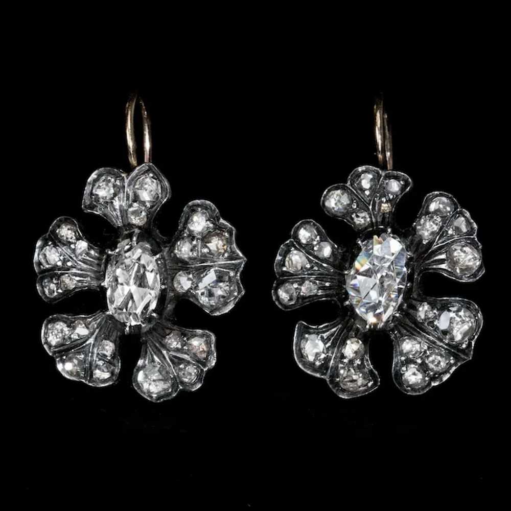 Antique Victorian Era Rose Cut Diamond Earrings - image 5