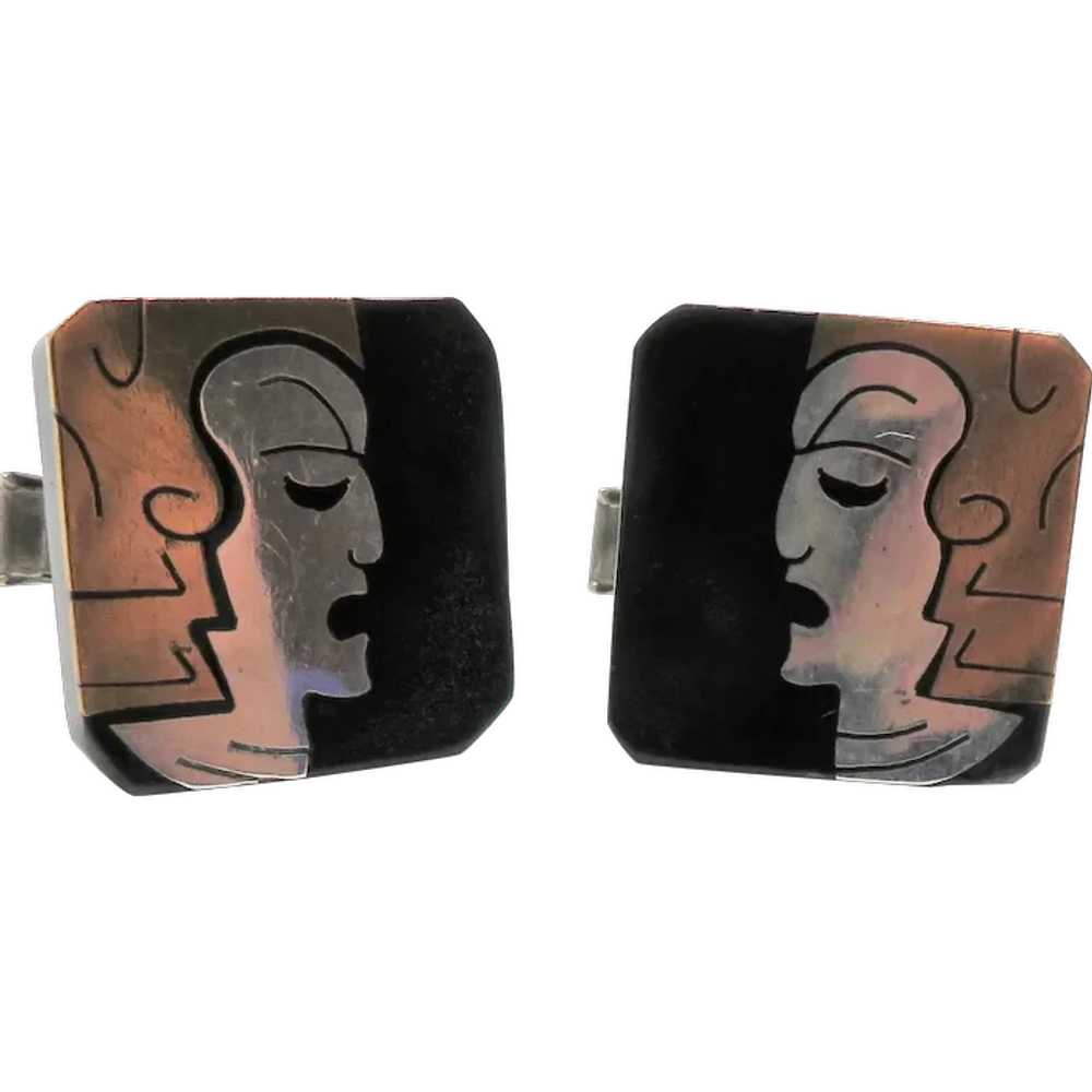 Art Deco/Mid Century Mixed Metals Cufflinks, Taxc… - image 1