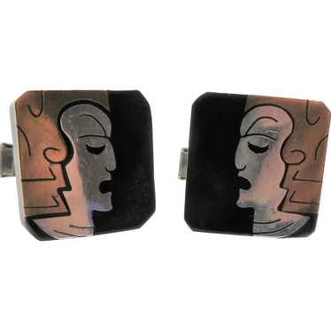 Art Deco/Mid Century Mixed Metals Cufflinks, Taxc… - image 1