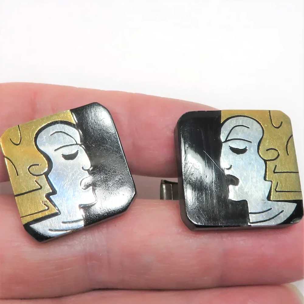 Art Deco/Mid Century Mixed Metals Cufflinks, Taxc… - image 3