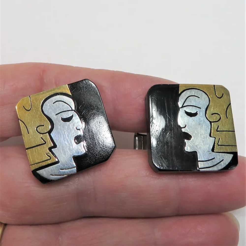 Art Deco/Mid Century Mixed Metals Cufflinks, Taxc… - image 5