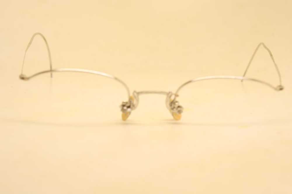 Unused Antique Eyeglasses 1/10 12k Silver Semi Ri… - image 3