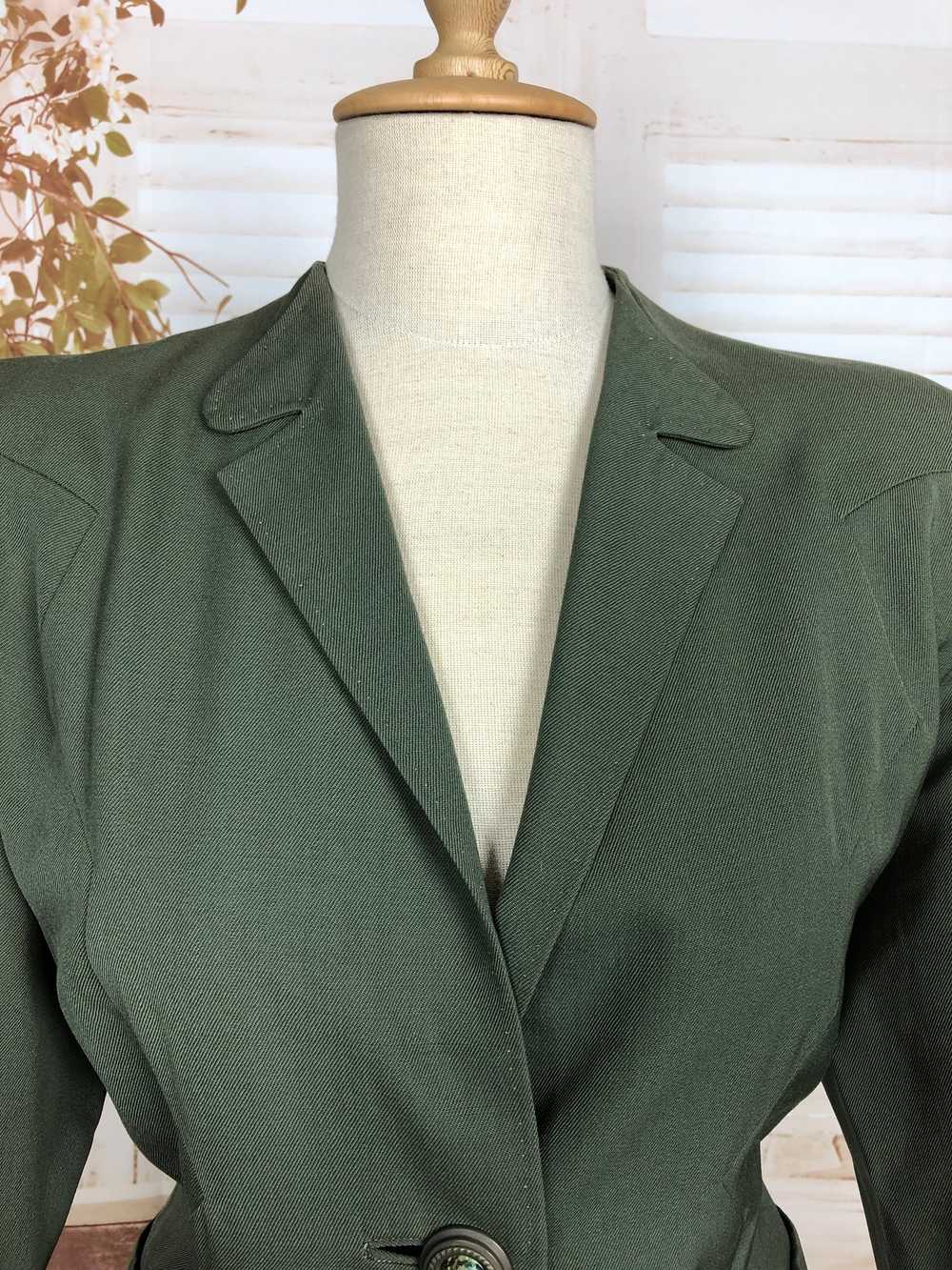 Stunning Original 1940s Vintage Sage Green Blazer… - image 11