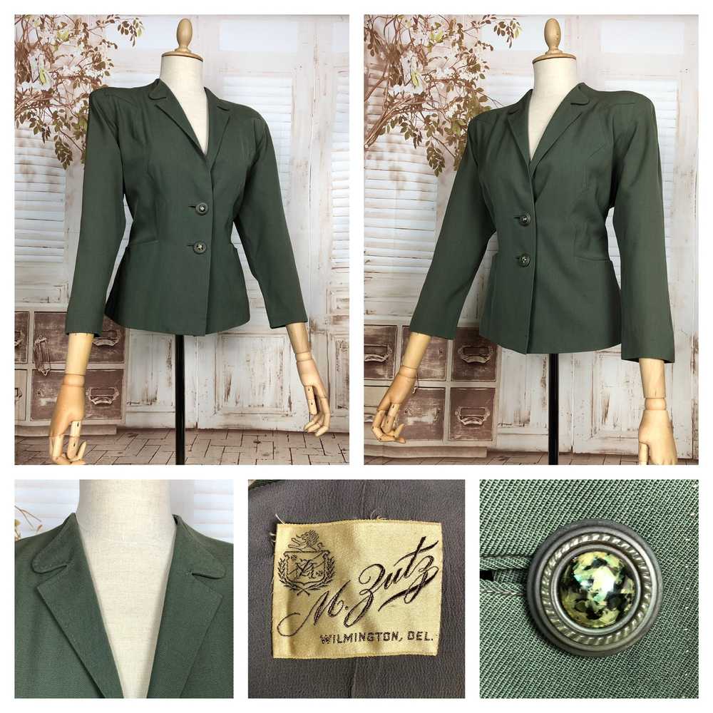 Stunning Original 1940s Vintage Sage Green Blazer… - image 1