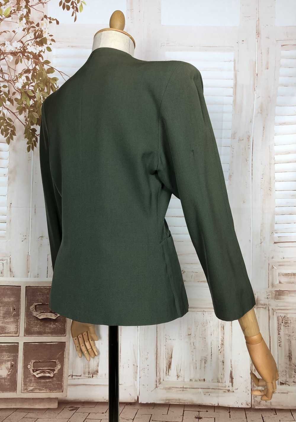 Stunning Original 1940s Vintage Sage Green Blazer… - image 9