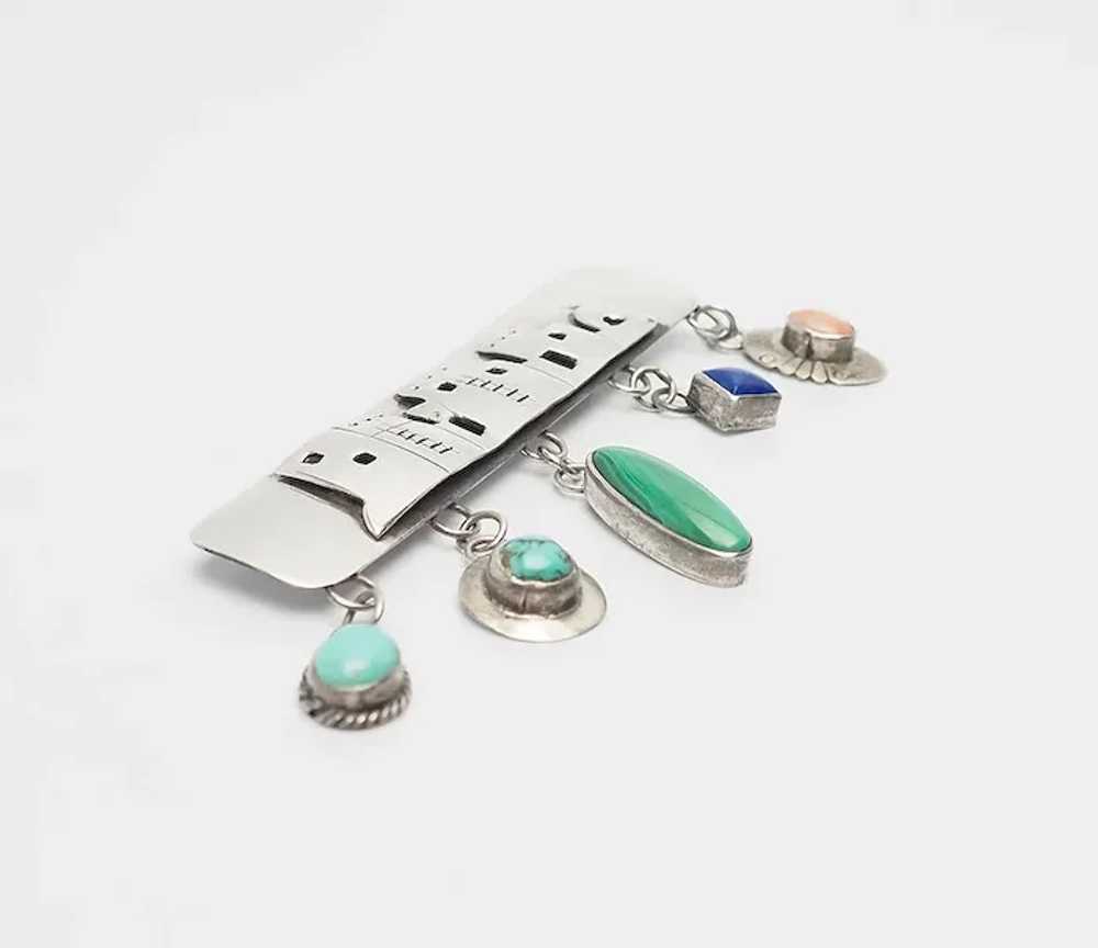 Native American Pueblo  sterling silver gemstones… - image 2