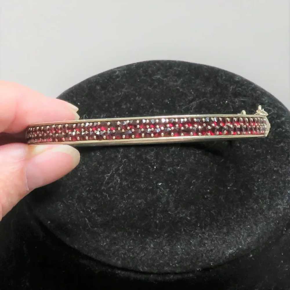 Bohemian Garnet Bracelet/Bangle, Double Row, Rose… - image 8