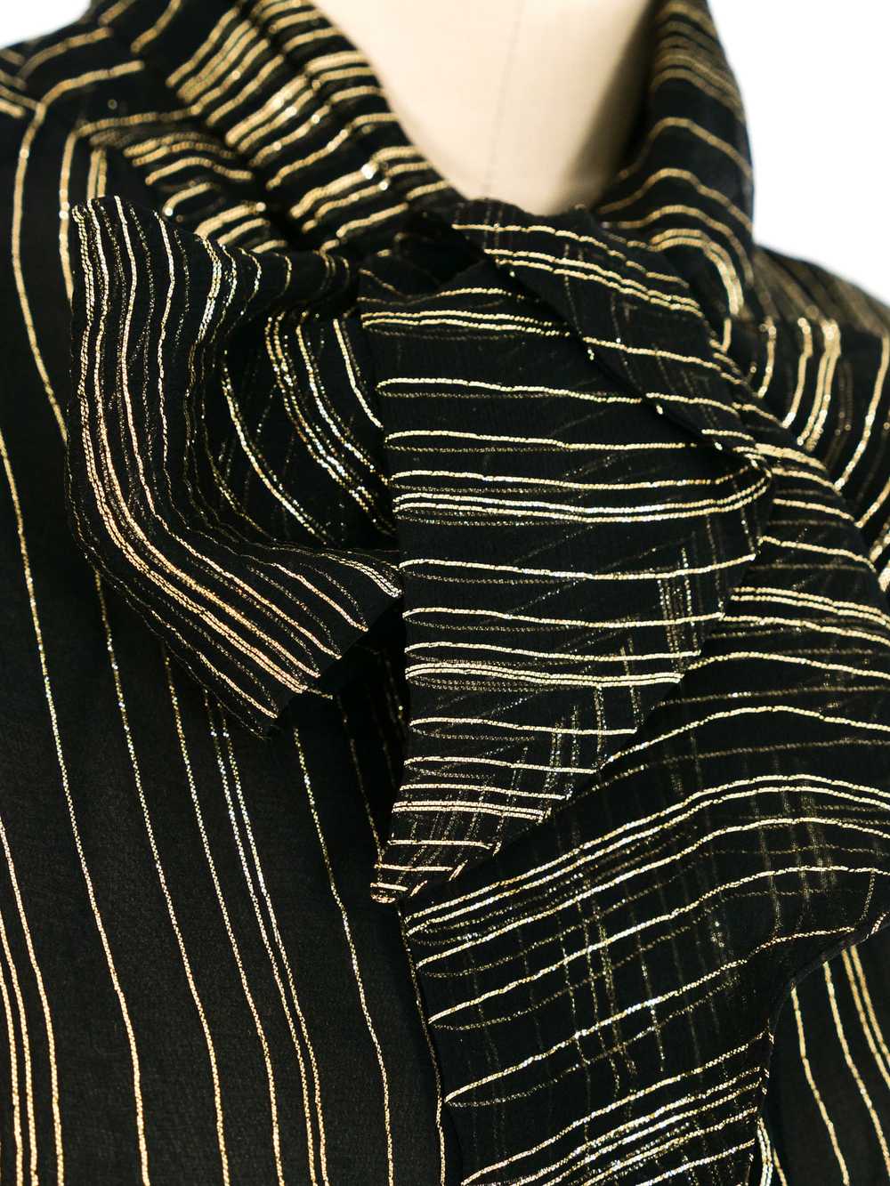 Adolfo Metallic Striped Silk Blouse - image 2