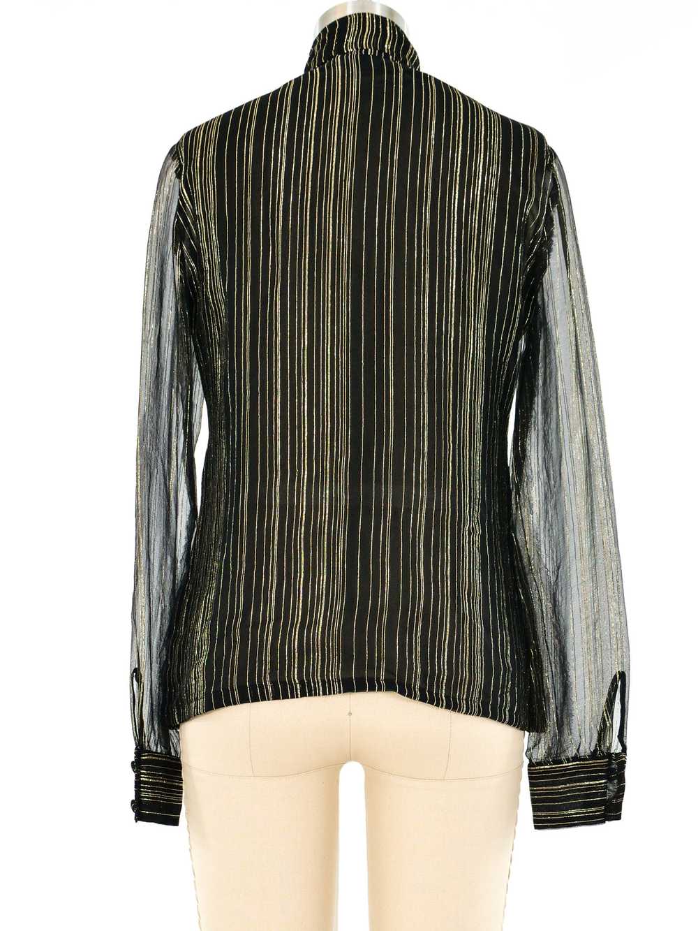 Adolfo Metallic Striped Silk Blouse - image 4