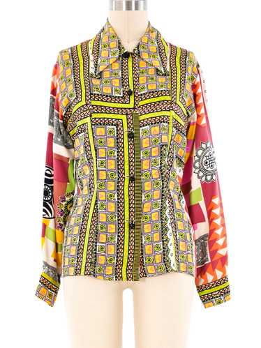 Todd Oldham Graphic Printed Silk Blouse