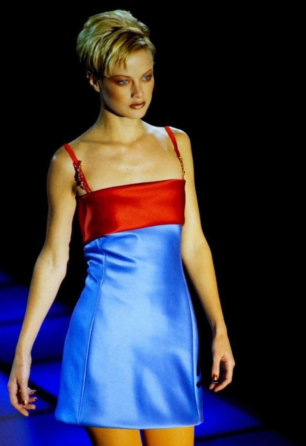 Gianni Versace Colorblock Satin Mini Dress - image 2