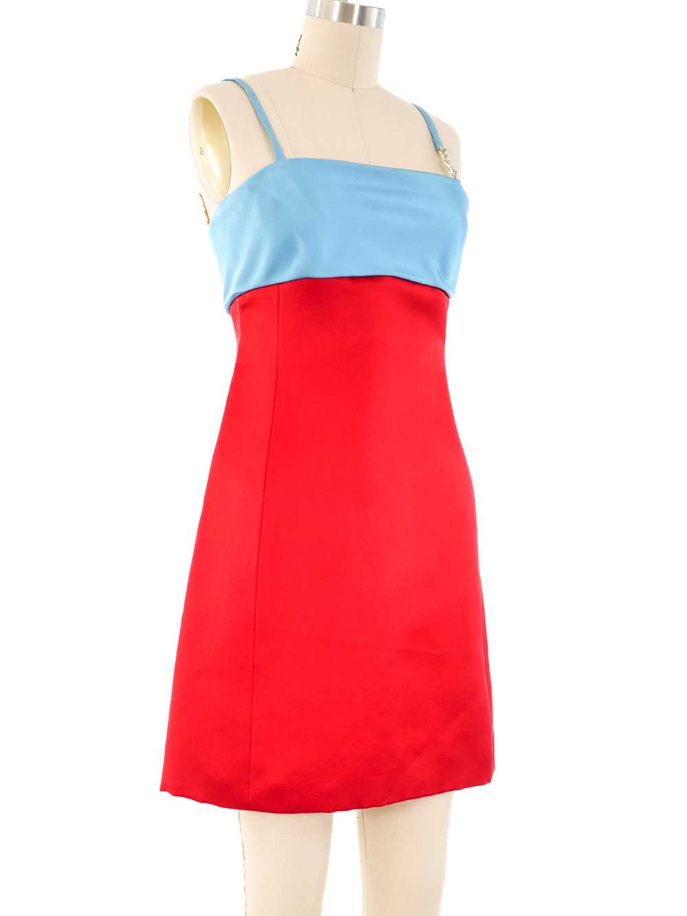 Gianni Versace Colorblock Satin Mini Dress - image 3