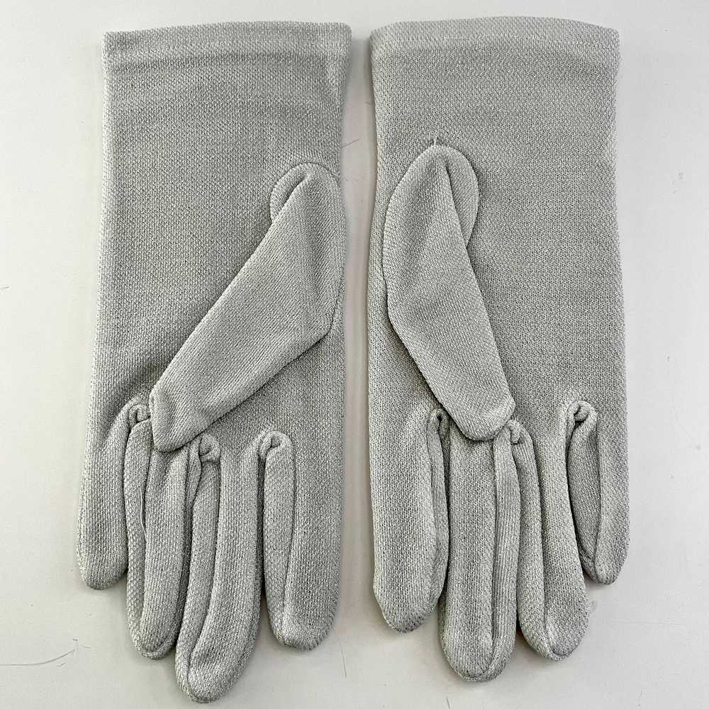 Late 70s/ Early 80s Metallic Silver Stretch Gloves - image 2