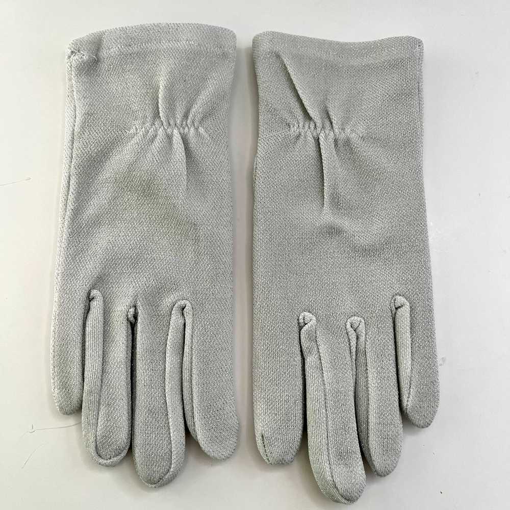 Late 70s/ Early 80s Metallic Silver Stretch Gloves - image 3