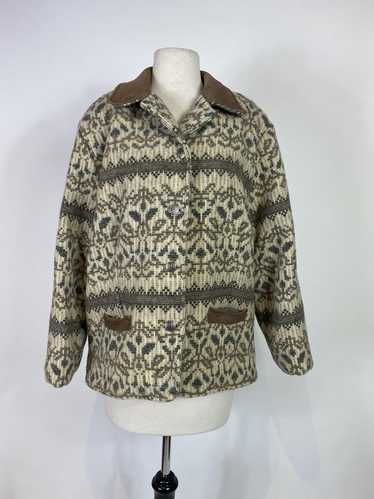 1990s - Y2K Woolrich Wool and Leather Printed Jack