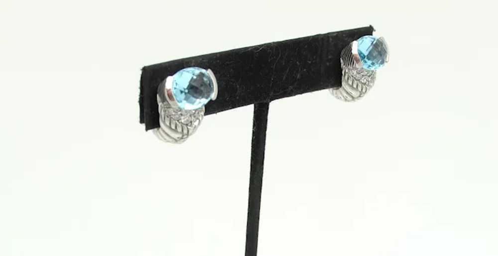 Judith Ripka Sterling Earrings with Aquamarine Gl… - image 2