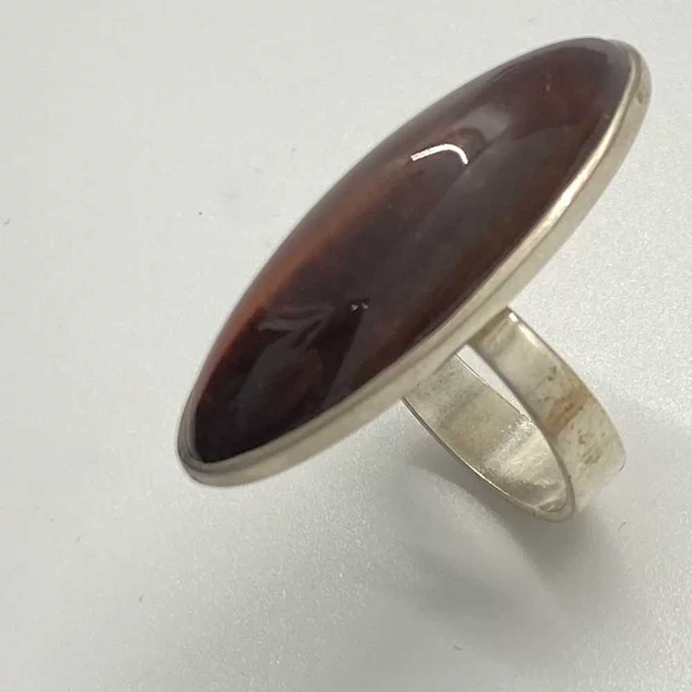 Big Red Tiger's Eye Chatoyant Gemstone Ring Sterl… - image 2