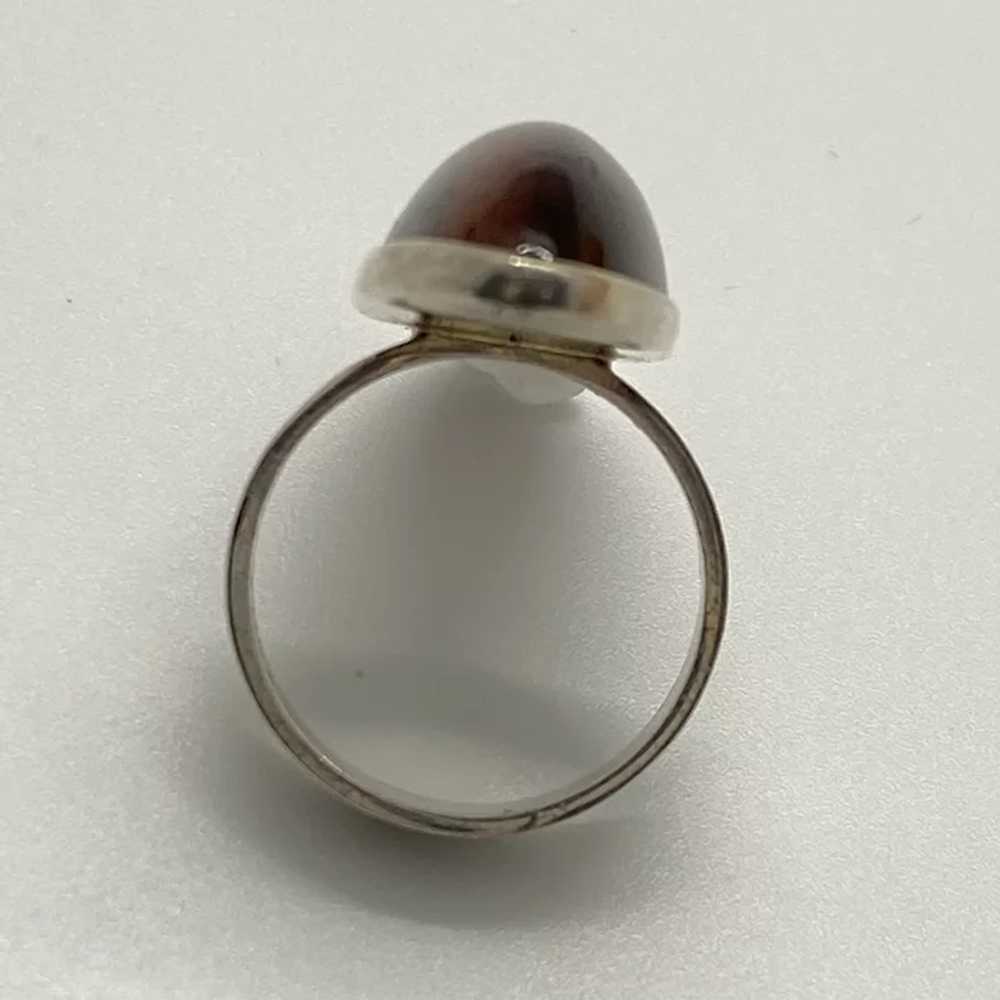 Big Red Tiger's Eye Chatoyant Gemstone Ring Sterl… - image 6