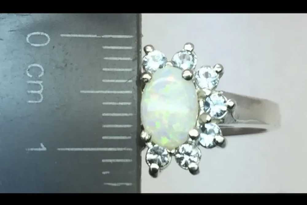 14k Australian Opal & Aquamarine Ring, Free Resize - image 2