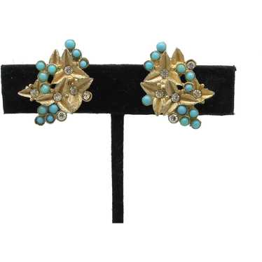 Marboux Earrings with Imitation Turquoise and Rhin