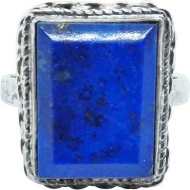 Vintage Sterling Silver Lapis Lazuli Ring - image 1