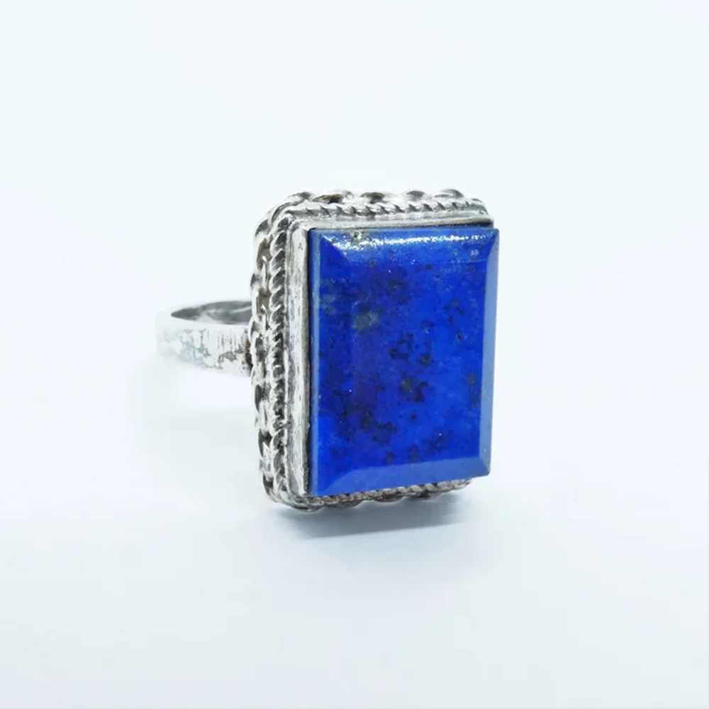 Vintage Sterling Silver Lapis Lazuli Ring - image 2