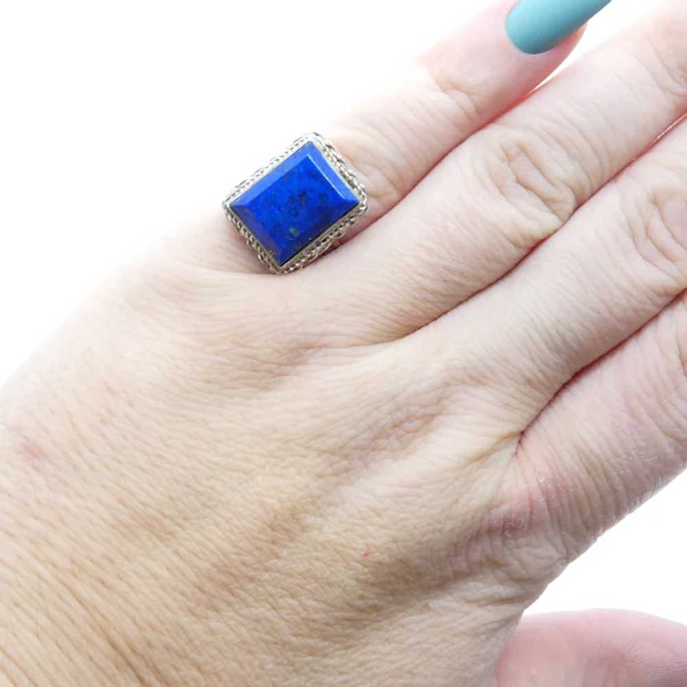 Vintage Sterling Silver Lapis Lazuli Ring - image 4