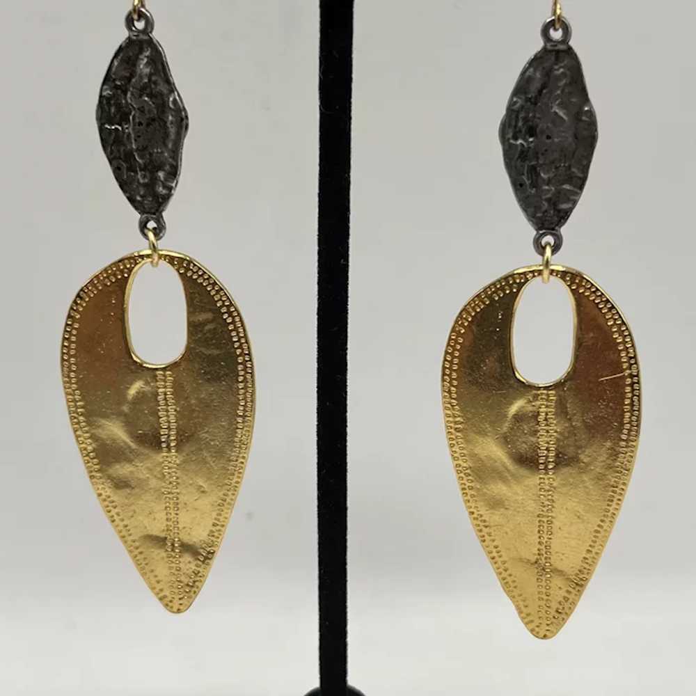 Gold Color Leaf and Silver Color Swirl Dangle Pie… - image 2