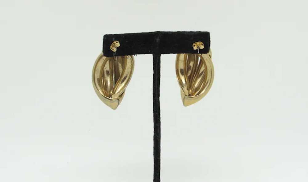 Curved Braided Goldtone Metal Earrings - image 3