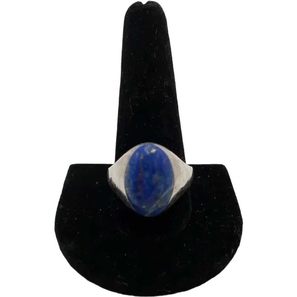 Vintage Sterling Silver and Lapis Signet Ring - image 1